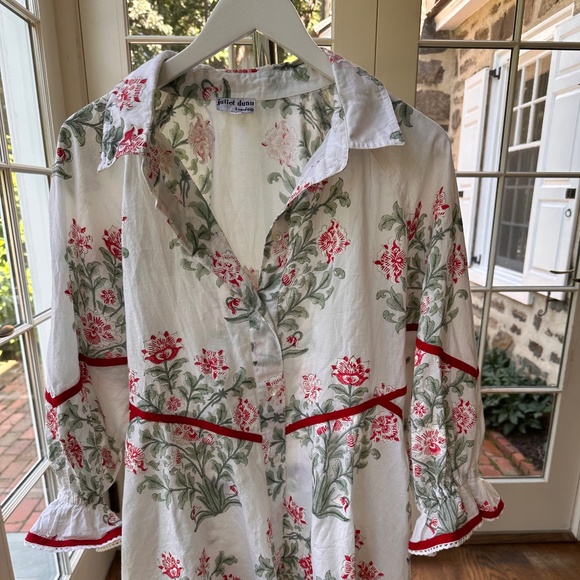 JULIET DUNN Raglan Shirt Dress in Japanese floral, red and sage floral - Picture 4 of 10